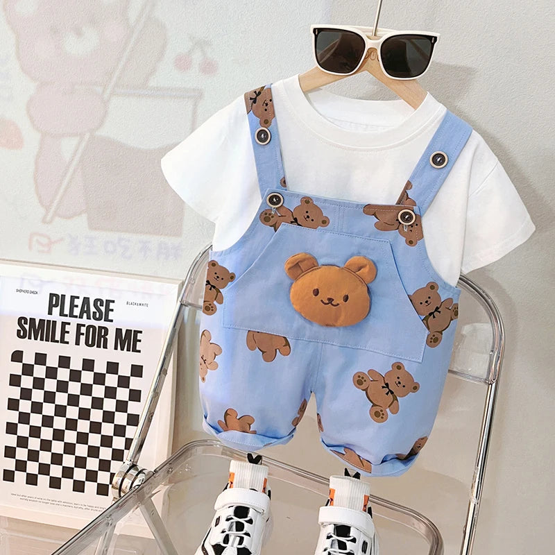 Children's spring and summer set new children's long sleeved sweater + jeans two-piece set baby boys and girls Giraffe Print Set