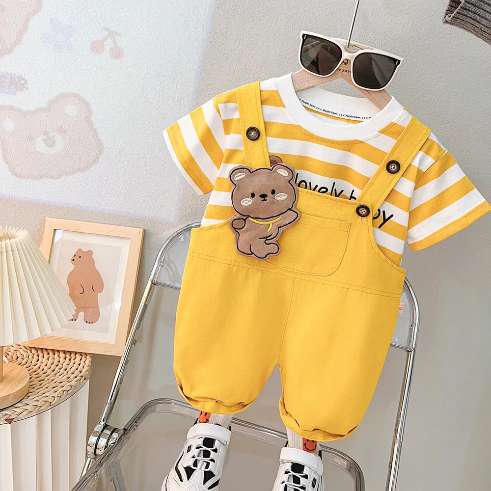 Children's spring and summer set new children's long sleeved sweater + jeans two-piece set baby boys and girls Giraffe Print Set