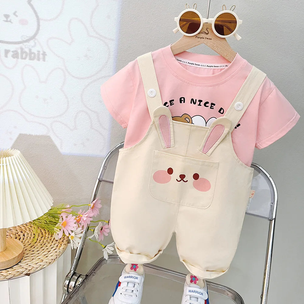 Children's spring and summer set new children's long sleeved sweater + jeans two-piece set baby boys and girls Giraffe Print Set
