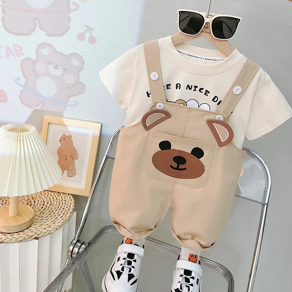 Children's spring and summer set new children's long sleeved sweater + jeans two-piece set baby boys and girls Giraffe Print Set
