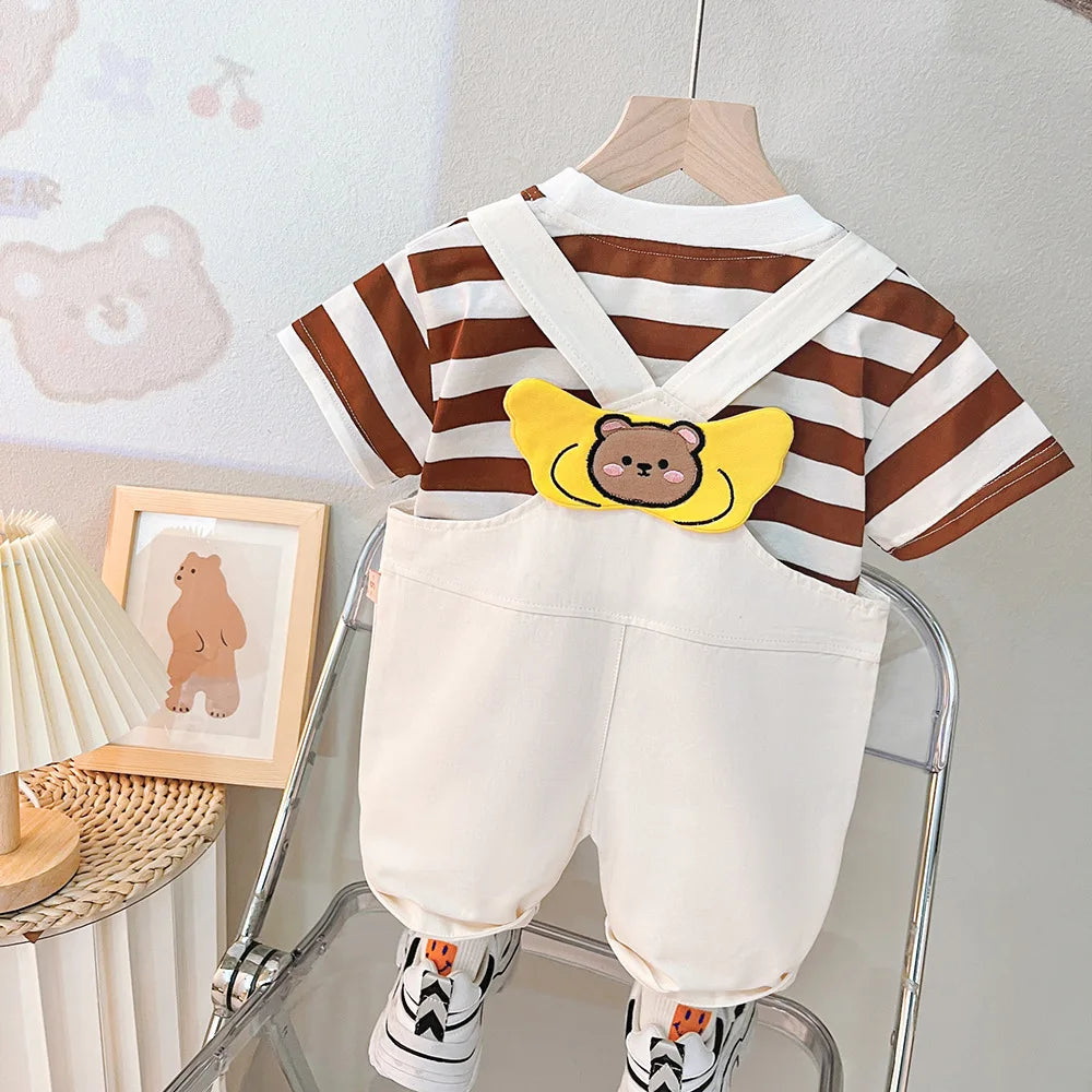 Children's spring and summer set new children's long sleeved sweater + jeans two-piece set baby boys and girls Giraffe Print Set
