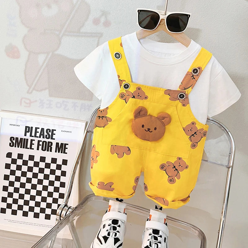Children's spring and summer set new children's long sleeved sweater + jeans two-piece set baby boys and girls Giraffe Print Set